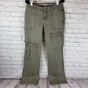 Free People We The Free Slouchy Utility Cargo Wide‎ Leg Pants Sz 6 (32x33) Green
